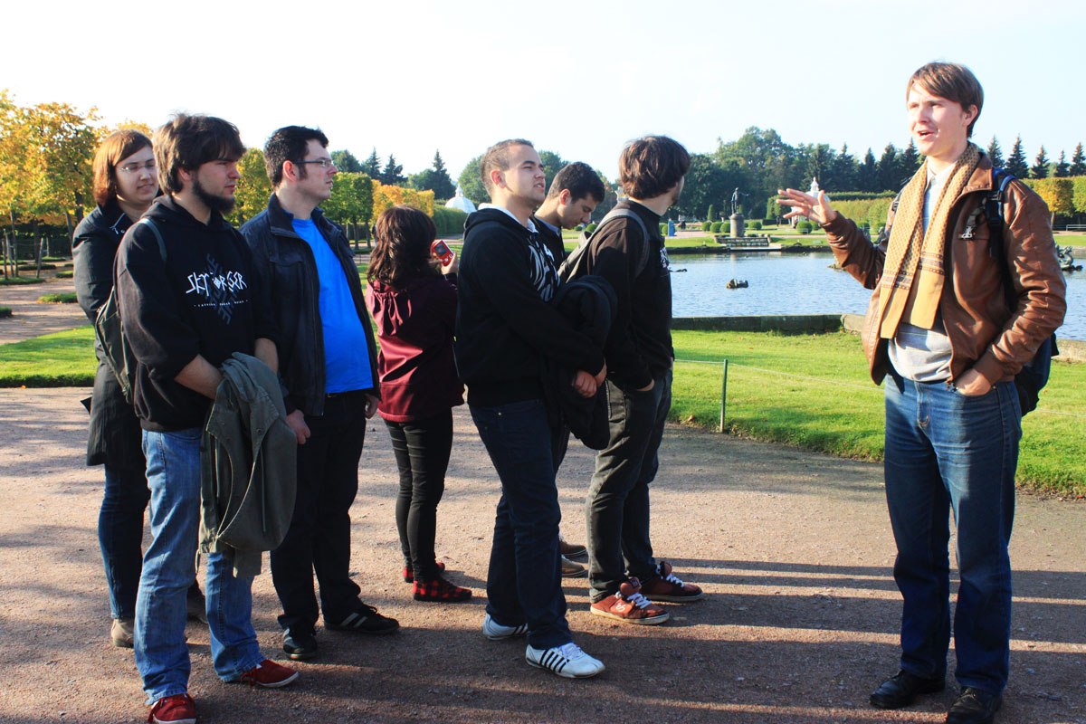 With group of German students in Peterhof